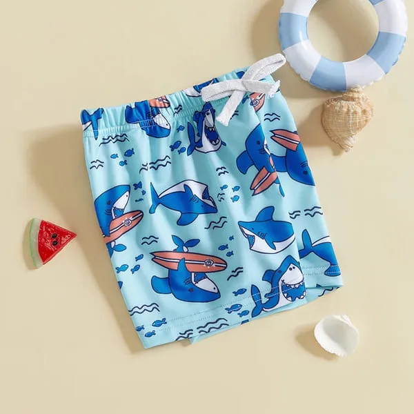 Little Explorer Dinosaur & Star Print Swim Trunks