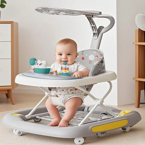 Multi-Functional Baby Walker with Sun Protection Awning